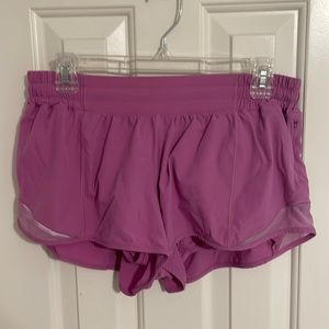 LULULEMON hotty hot low rise shorts size 10 purple